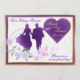 Arco iris y sombras de la invitación de la boda de