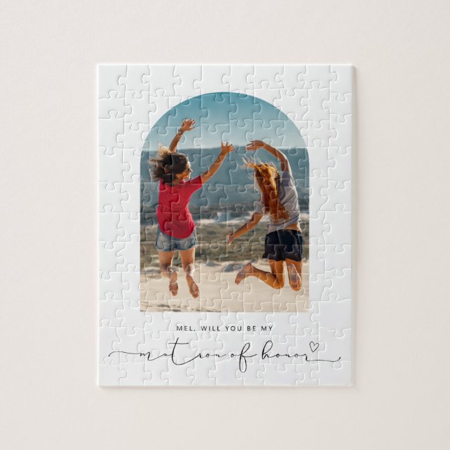 Arco marco serás mi matrona de honor rompecabezas (Vertical)