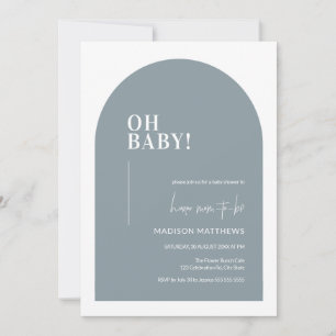 Arco Mínimo Azul Dusto Oh Invitación Baby Shower