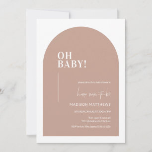 Arco Mínimo Oscuro Rosa Oh Invitación Baby Shower