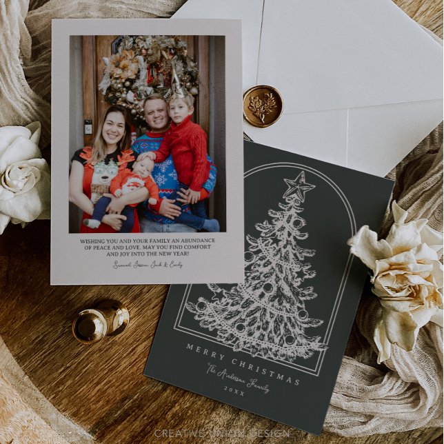 Arco moderno de esbozo de árbol de Navidad con fot (Subido por el creador)