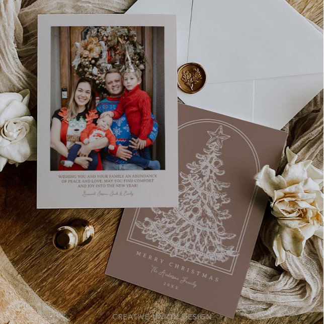 Arco moderno de esbozo de árbol de Navidad con fot (Subido por el creador)