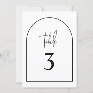 Arco moderno negro y blanco número de mesa Minimal