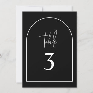 Arco moderno negro y blanco número de mesa Minimal