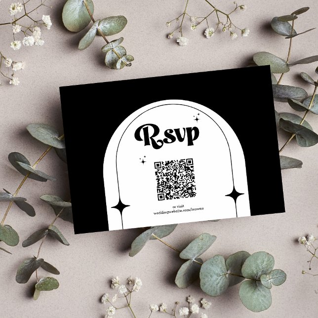 Arco retro mínimo Boda blanca y negra RSVP Ca (Subido por el creador)