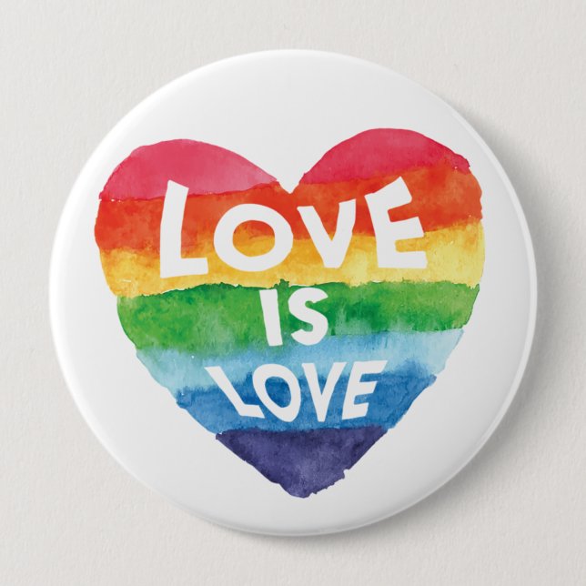 Arcoiris Acuarela corazón Amor Botón Amor (Anverso)