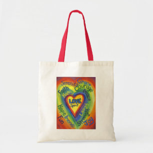Arcoiris Amor Palabra arte Inspirador Bolsa de Tot
