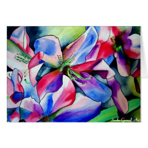 Arcoiris Azalea florido original pintura acuarela