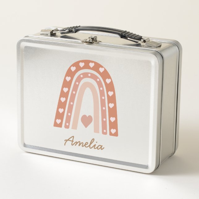 Arcoíris Boho Terroso con corazones Personalizado  (Anverso)