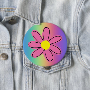 Arcoiris con botón de flor rosa