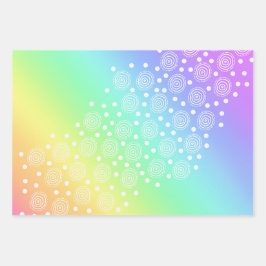 Arcoiris con círculos divertidos envolviendo papel