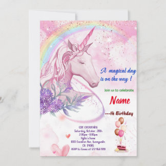 Arcoiris con tarjetas de cumpleaños de Unicornio