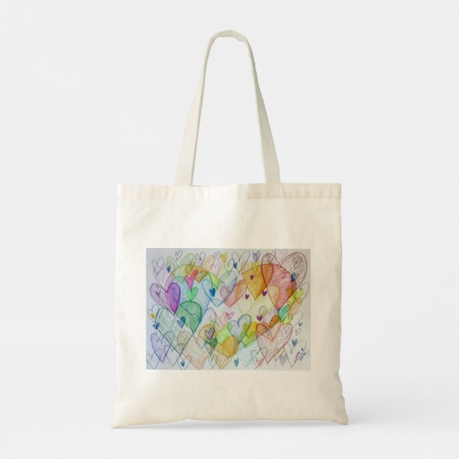 Arcoiris Corazones Art Bolsa de Tote Inspiradora (Reverso)