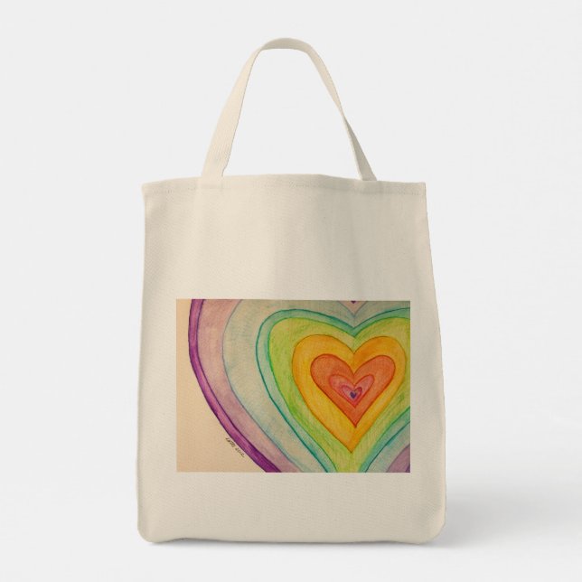 Arcoiris Corazones Art Bolsa de Tote Inspiradora (Reverso)
