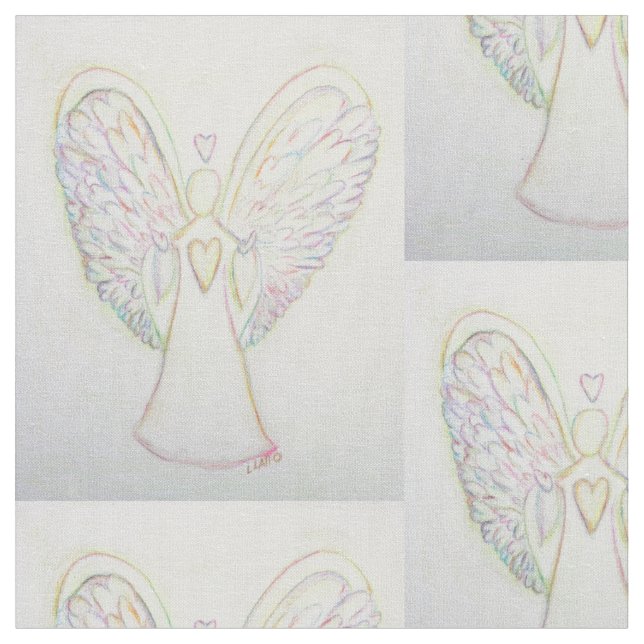 Arcoiris Corazones Guardian Ángel Material de tela (De cerca)