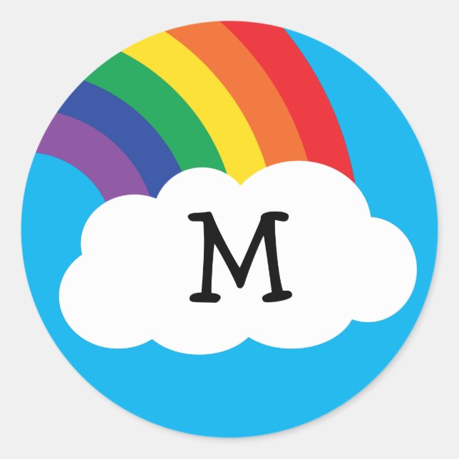 Arcoiris Cute niños nombran Pegatinas de Sello par (Anverso)