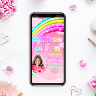 Arcoiris de diversión con invitación a celular fot