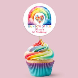 Arcoiris de divertida acuarela Cumpleaños Pegatina