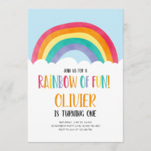 Arcoiris de divertida invitación al cumpleaños de 
