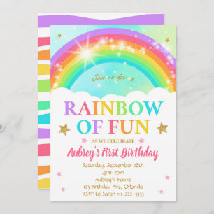 Arcoiris de divertida invitación de cumpleaños