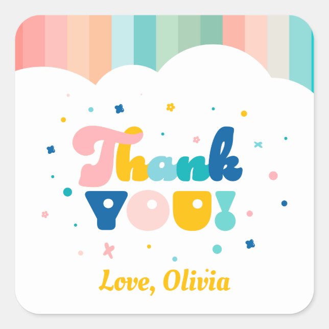 Arcoiris de Pegatina temático de fiesta de cumplea (Anverso)