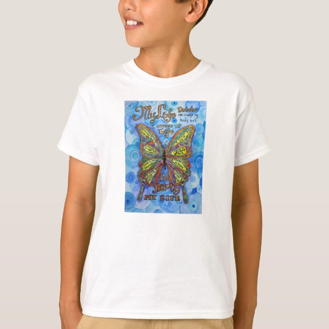 Arcoiris Diabetes mi vida Mi camiseta mariposa ele (Anverso)