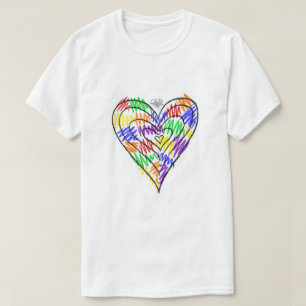 Arcoiris grita camisetas del corazón