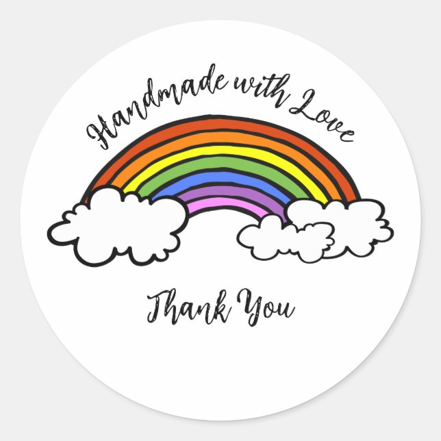 Arcoiris hecho a mano con amor Pegatina redondo (Anverso)