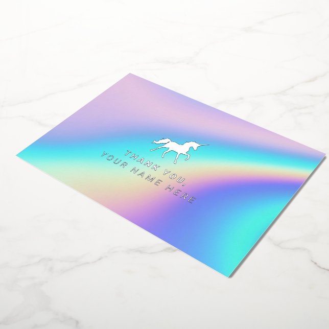 Arcoiris holográfico | Tarjetas de agradecimiento  (girado)