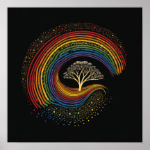 Arcoiris inspirado por arte aborigen, pintura de p