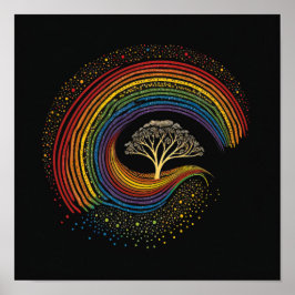 Arcoiris inspirado por arte aborigen, pintura de p