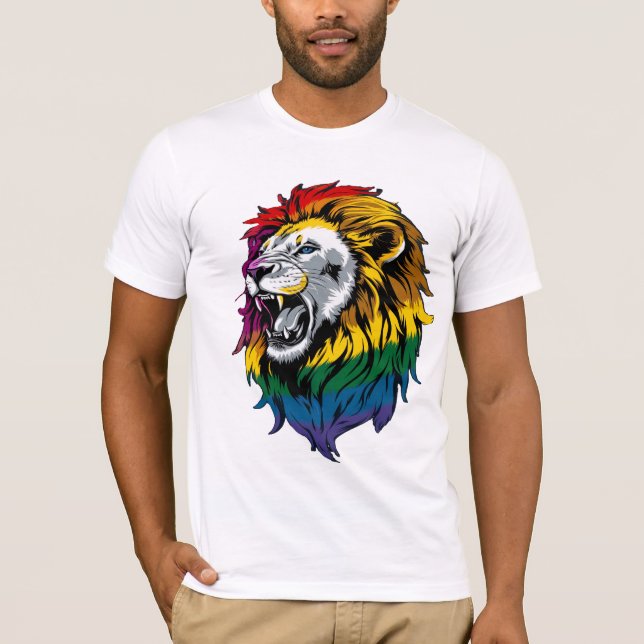 Arcoiris Mane rugiendo camiseta del orgullo LGBTQ+ (Anverso)