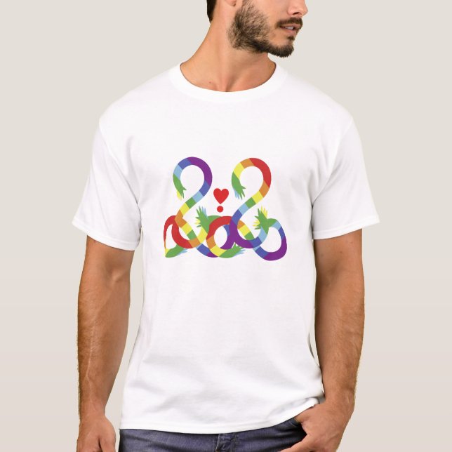 Arcoiris, manos coloreadas. Camiseta (Anverso)