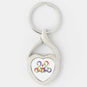 Arcoiris, manos coloreadas. Llavero de metal