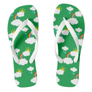 Arcoiris, nubes, lluvia y sandalias de sol