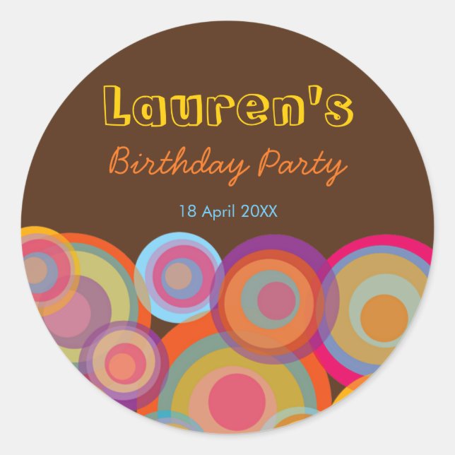 Arcoiris Pop Circles Fun Groovy Gracias Pegatina (Anverso)