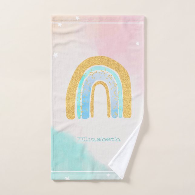 Arcoiris Purpurina de color oro (Toalla de mano)
