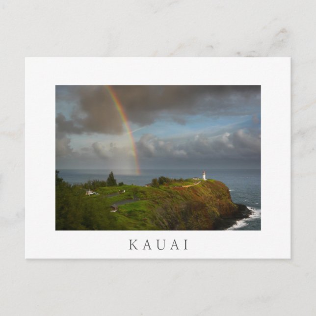 Arcoiris sobre el faro de Kilauea postal Kauai (Anverso)