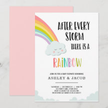 Arcoiris tras invitación a Baby Shower de un Chica