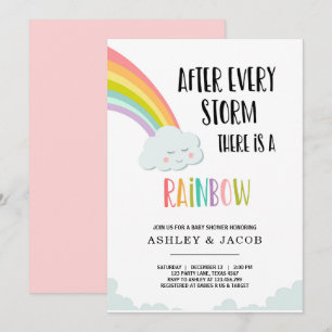 Arcoiris tras invitación a Baby Shower de un Chica