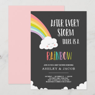 Arcoiris tras invitación a Baby Shower de un Chica