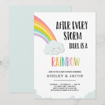 Arcoiris tras invitación a Baby Shower de un chico