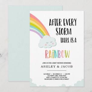 Arcoiris tras invitación a Baby Shower de un chico