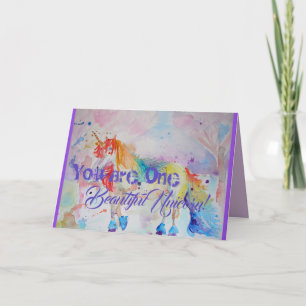 Arcoiris Unicornio Watercolor arte lindo tarjeta d