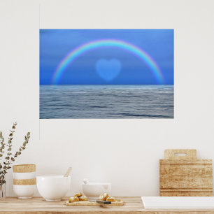 Arcoiris y corazón sobre el arte Poster del océano
