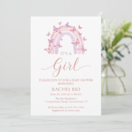 Arcoiris y mariposa Invitación a la ducha para beb