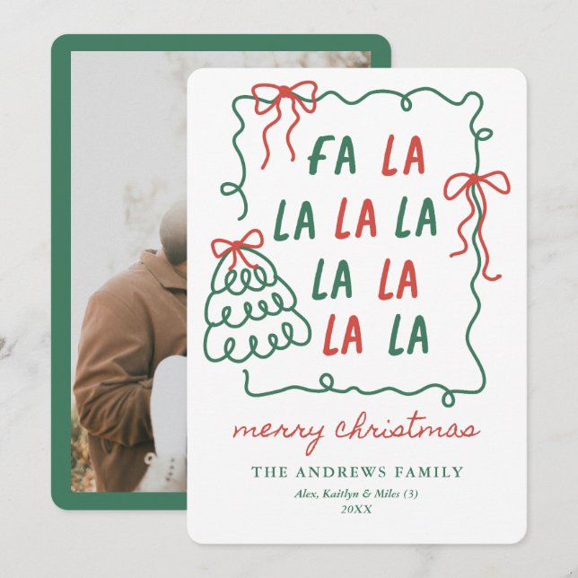 Arcos de Doodle de Navidad Rojo y Verde Feliz Navi (Anverso / Reverso)
