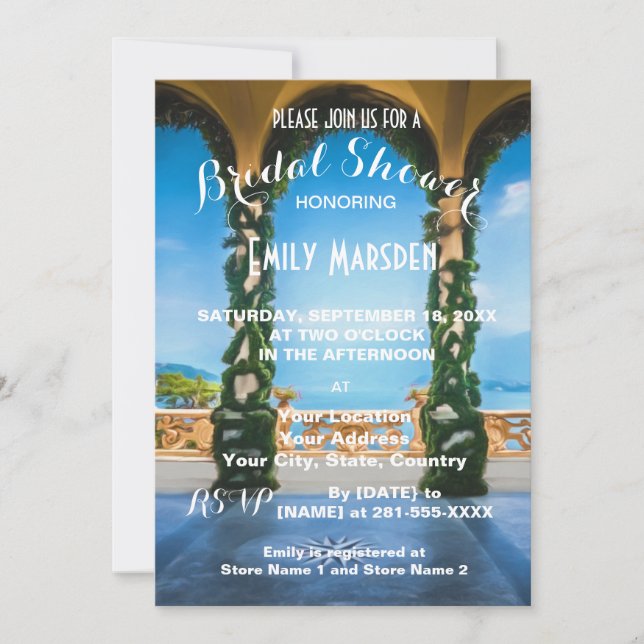 Arcos de Italia Elegante Invitación a la ducha de  (Anverso)