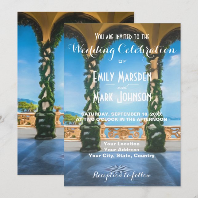 Arcos de la invitación elegante de la boda de (Anverso / Reverso)