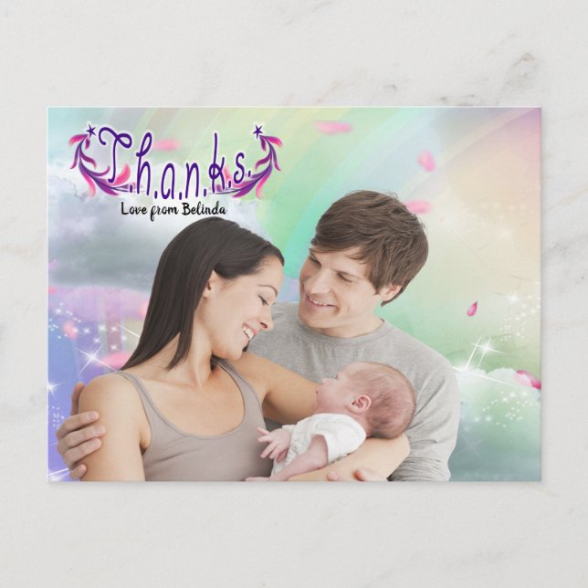 Arcos de lluvia, nubes esponjosas y postal fotográ (Anverso)